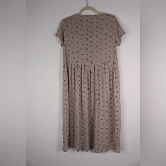 Jaju Korean Floral Tan Beige Midi Dress - Small - Picture 6 of 7